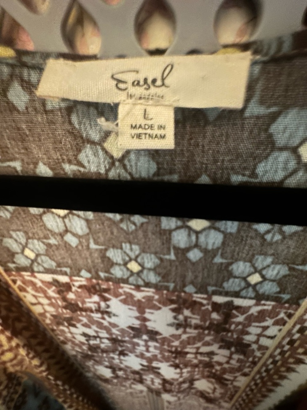 Boho Patchwork Kimono/Duster in Brown and Blue patchwork print - Picture 4 of 6